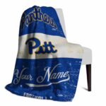 custom pittsburgh panthers grunge texture royal blue white blanket best selling