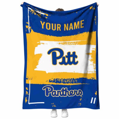 custom pittsburgh panthers paint strokes royal blue white blanket best selling