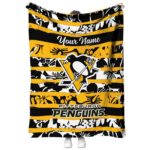 Custom Pittsburgh Penguins Floral Stripes Yellow White Blanket 1 custom pittsburgh penguins floral stripes yellow white blanket best selling