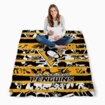 custom pittsburgh penguins floral stripes yellow white blanket best selling