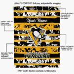 custom pittsburgh penguins floral stripes yellow white blanket best selling