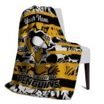 custom pittsburgh penguins floral stripes yellow white blanket best selling
