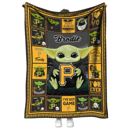 custom pittsburgh pirates baby yoda black blanket best selling