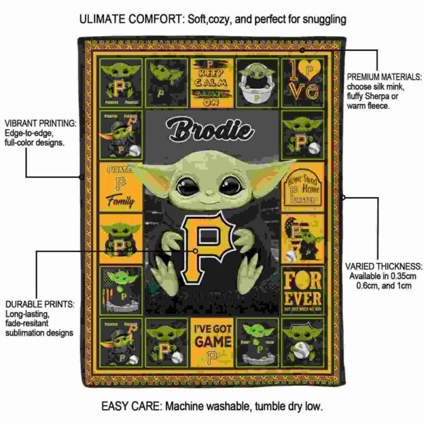 custom pittsburgh pirates baby yoda black blanket new arrival