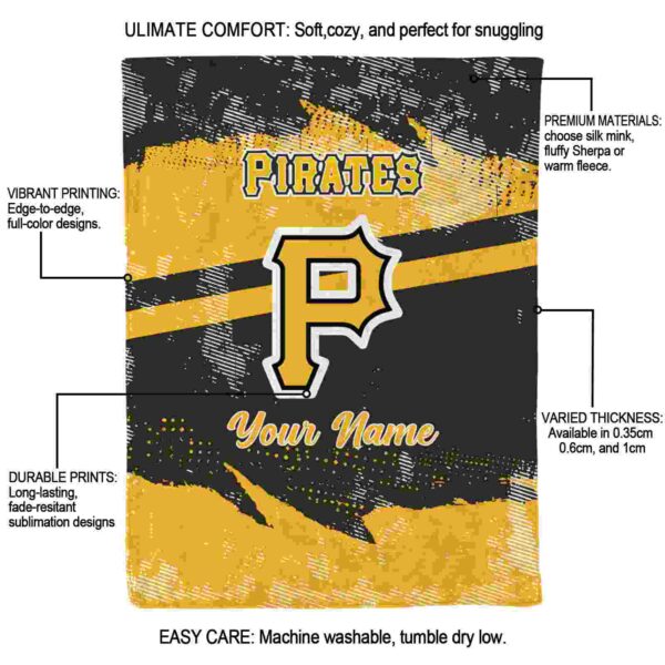 custom pittsburgh pirates grunge streaks black blanket new arrival