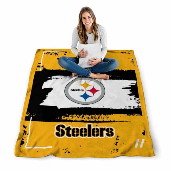 custom pittsburgh steelers paint strokes gold white blanket high quality