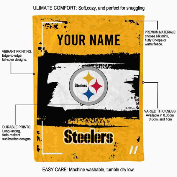 custom pittsburgh steelers paint strokes gold white blanket new arrival