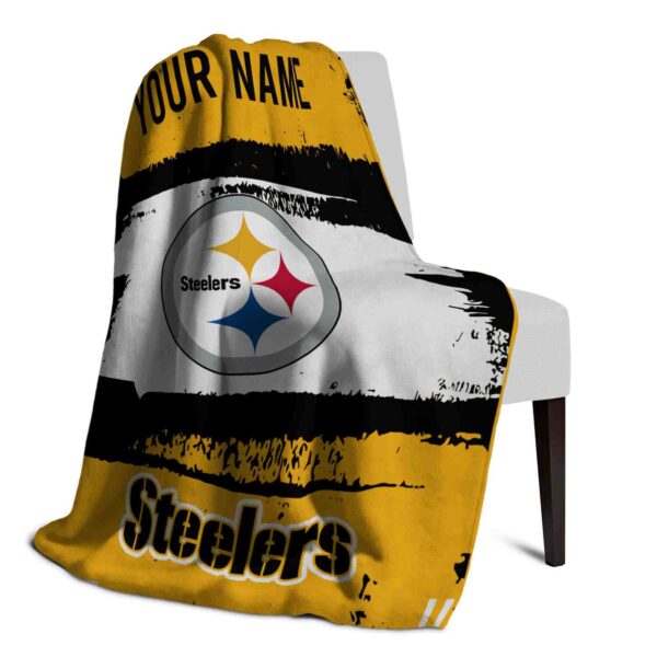 custom pittsburgh steelers paint strokes gold white blanket top rated