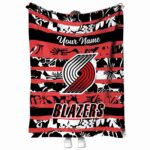 custom portland trail blazers floral stripes red white blanket best selling