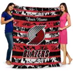 custom portland trail blazers floral stripes red white blanket best selling