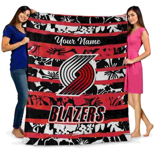 custom portland trail blazers floral stripes red white blanket fashion forward