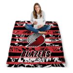 custom portland trail blazers floral stripes red white blanket best selling