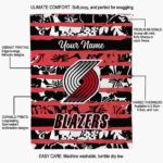 custom portland trail blazers floral stripes red white blanket best selling