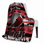 custom portland trail blazers floral stripes red white blanket best selling