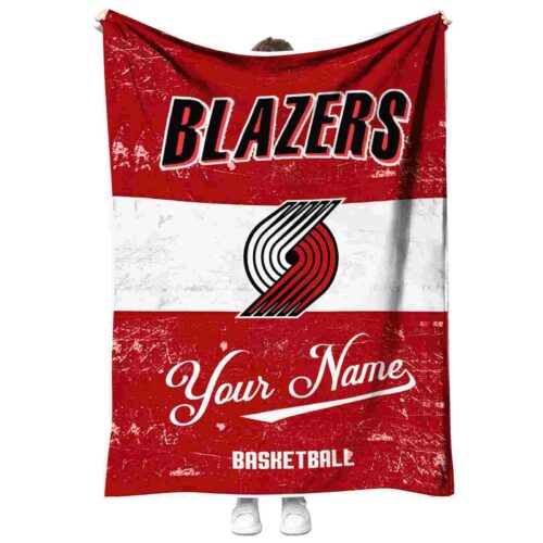 custom portland trail blazers grunge texture red white blanket best selling