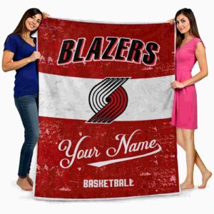 custom portland trail blazers grunge texture red white blanket fashion forward