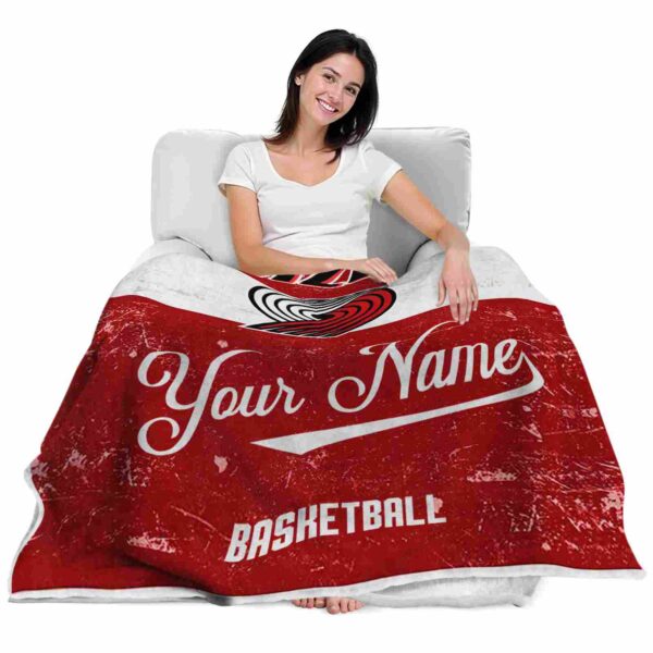 custom portland trail blazers grunge texture red white blanket latest model