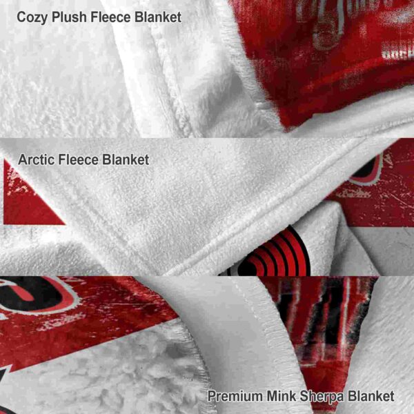 custom portland trail blazers grunge texture red white blanket premium grade