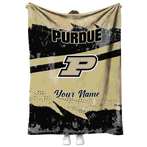 custom purdue boilermakers grunge streaks gold blanket best selling