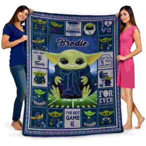 custom rice owls baby yoda navy blue blanket fashion forward