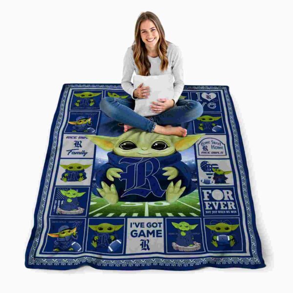 custom rice owls baby yoda navy blue blanket high quality