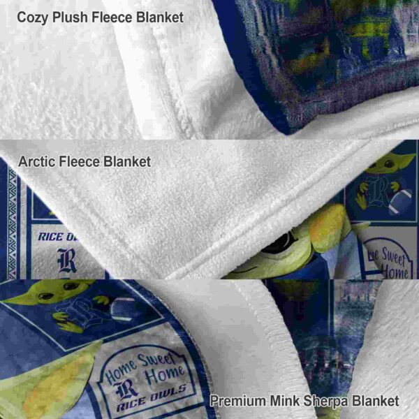 custom rice owls baby yoda navy blue blanket premium grade