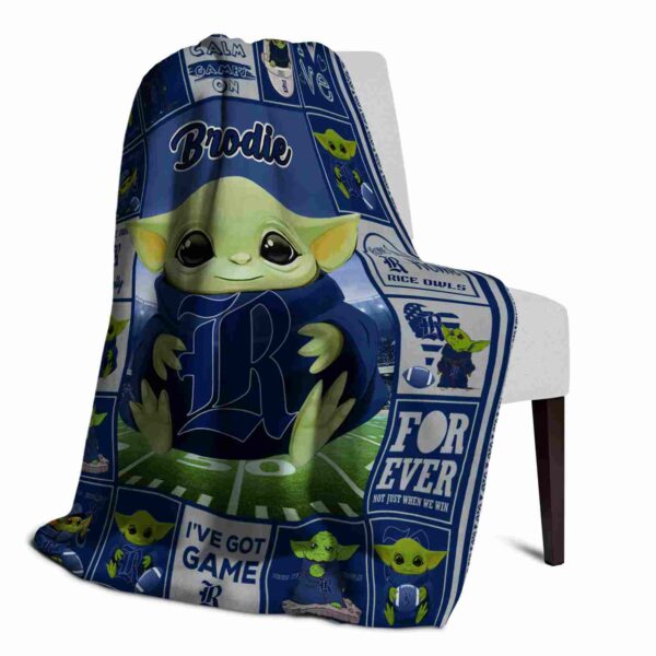 custom rice owls baby yoda navy blue blanket top rated