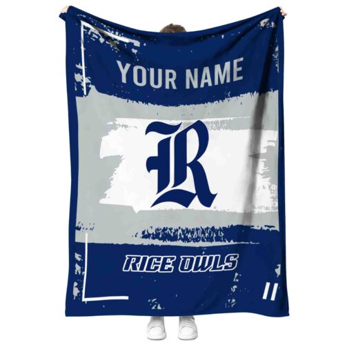 custom rice owls paint strokes navy blue white blanket best selling