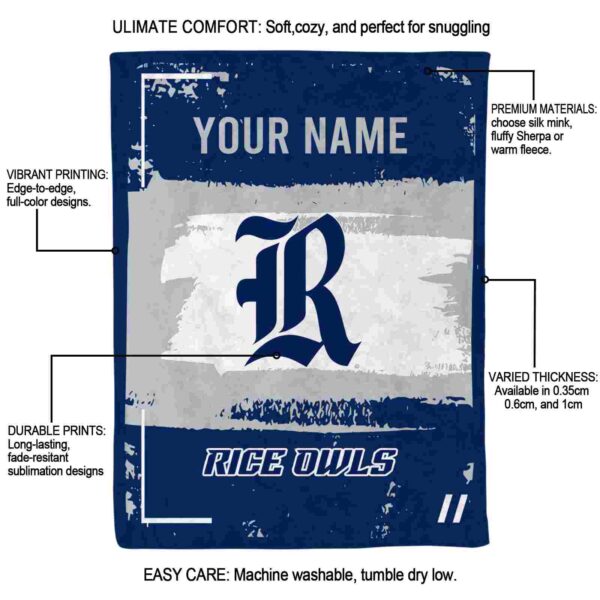custom rice owls paint strokes navy blue white blanket new arrival