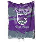 custom sacramento kings grunge streaks purple blanket best selling