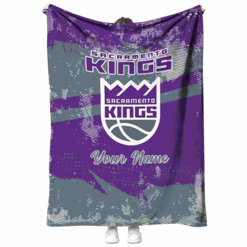 custom sacramento kings grunge streaks purple blanket best selling