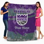 custom sacramento kings grunge streaks purple blanket best selling