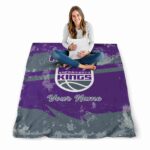 custom sacramento kings grunge streaks purple blanket best selling