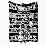 custom san antonio spurs floral stripes silver white blanket best selling