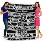 custom san antonio spurs floral stripes silver white blanket best selling
