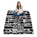 custom san antonio spurs floral stripes silver white blanket best selling