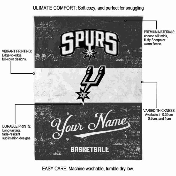 custom san antonio spurs grunge texture silver white blanket new arrival