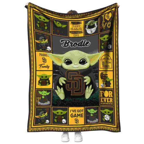 custom san diego padres baby yoda brown blanket best selling