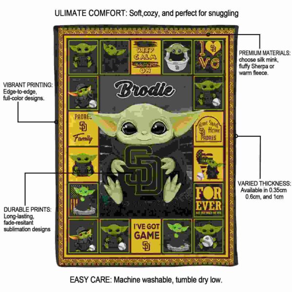 custom san diego padres baby yoda brown blanket new arrival