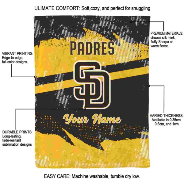 custom san diego padres grunge streaks brown blanket new arrival