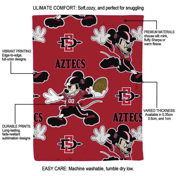 custom san diego state aztecs mickey red blanket new arrival