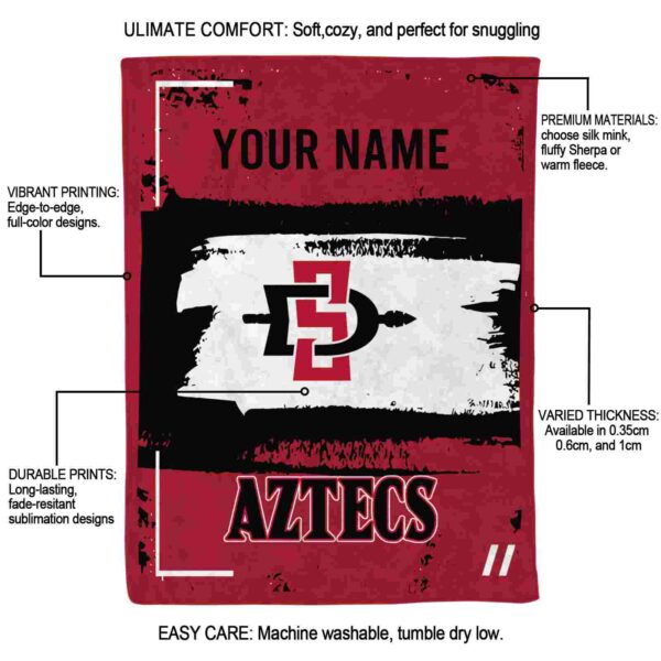 custom san diego state aztecs paint strokes red white blanket new arrival