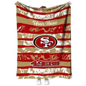 custom san francisco 49ers floral stripes red white blanket best selling