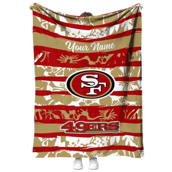 custom san francisco 49ers floral stripes red white blanket best selling