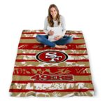 custom san francisco 49ers floral stripes red white blanket high quality