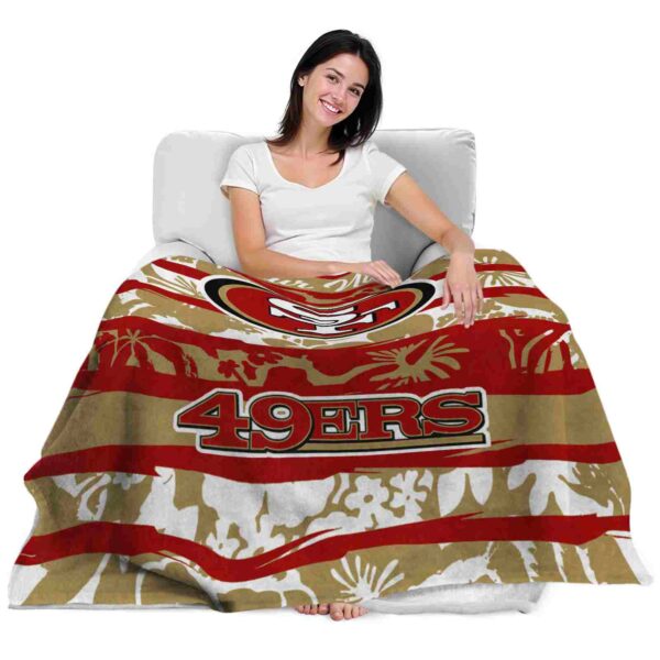 custom san francisco 49ers floral stripes red white blanket latest model