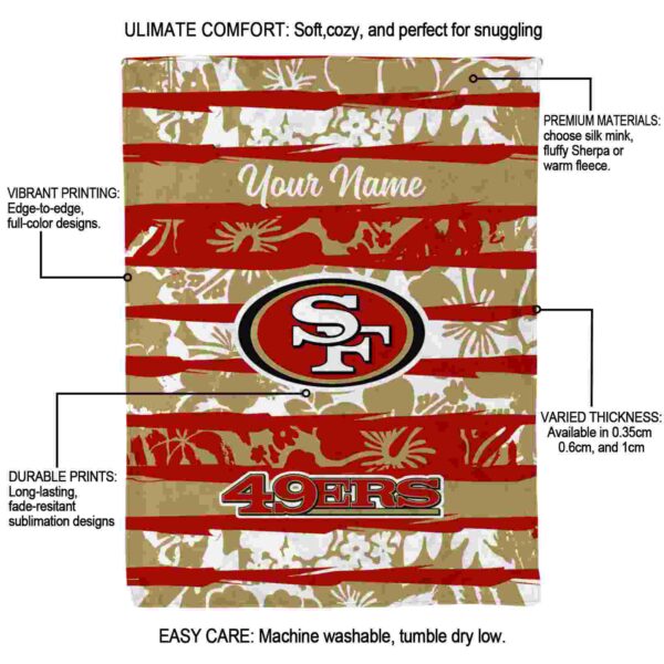 custom san francisco 49ers floral stripes red white blanket new arrival