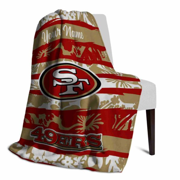 custom san francisco 49ers floral stripes red white blanket top rated