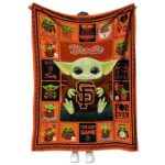 custom san francisco giants baby yoda orange blanket best selling