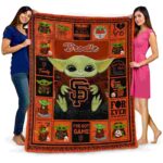 custom san francisco giants baby yoda orange blanket best selling